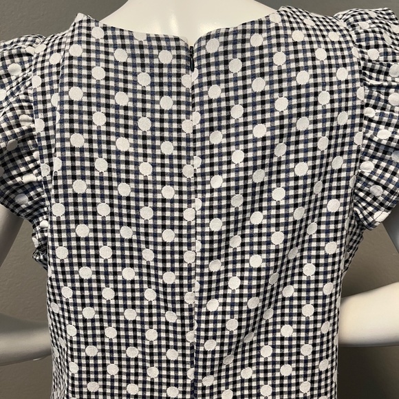 Eliza J Women’s Black & Blue Checkered Polka Dot Dress Size 14 - Picture 5 of 11